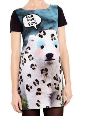 Moschino Cheap & Chic Fur for Fun Short Sleeve Sheath Dress Size 10